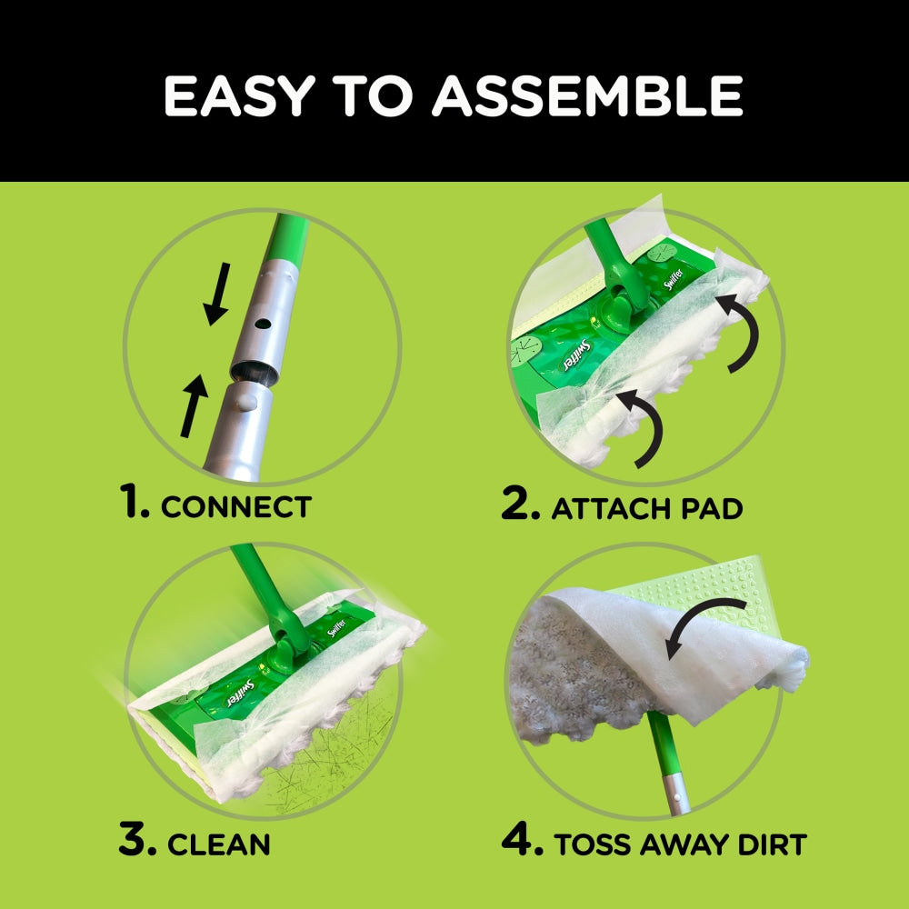 Swiffer Sweeper Dry + Wet Starter Kit, 46inH x 10inW x 8inD, Silver/Green