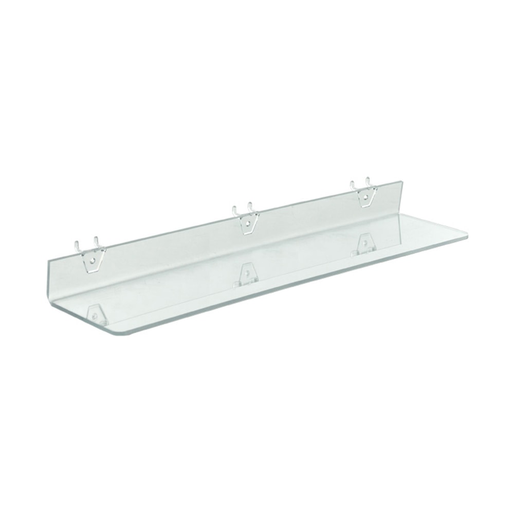 Azar Displays Acrylic Shelves For Pegboard And Slatwall Systems, 2inH x 24inW x 4inD, Clear, Pack Of 4 Shelves