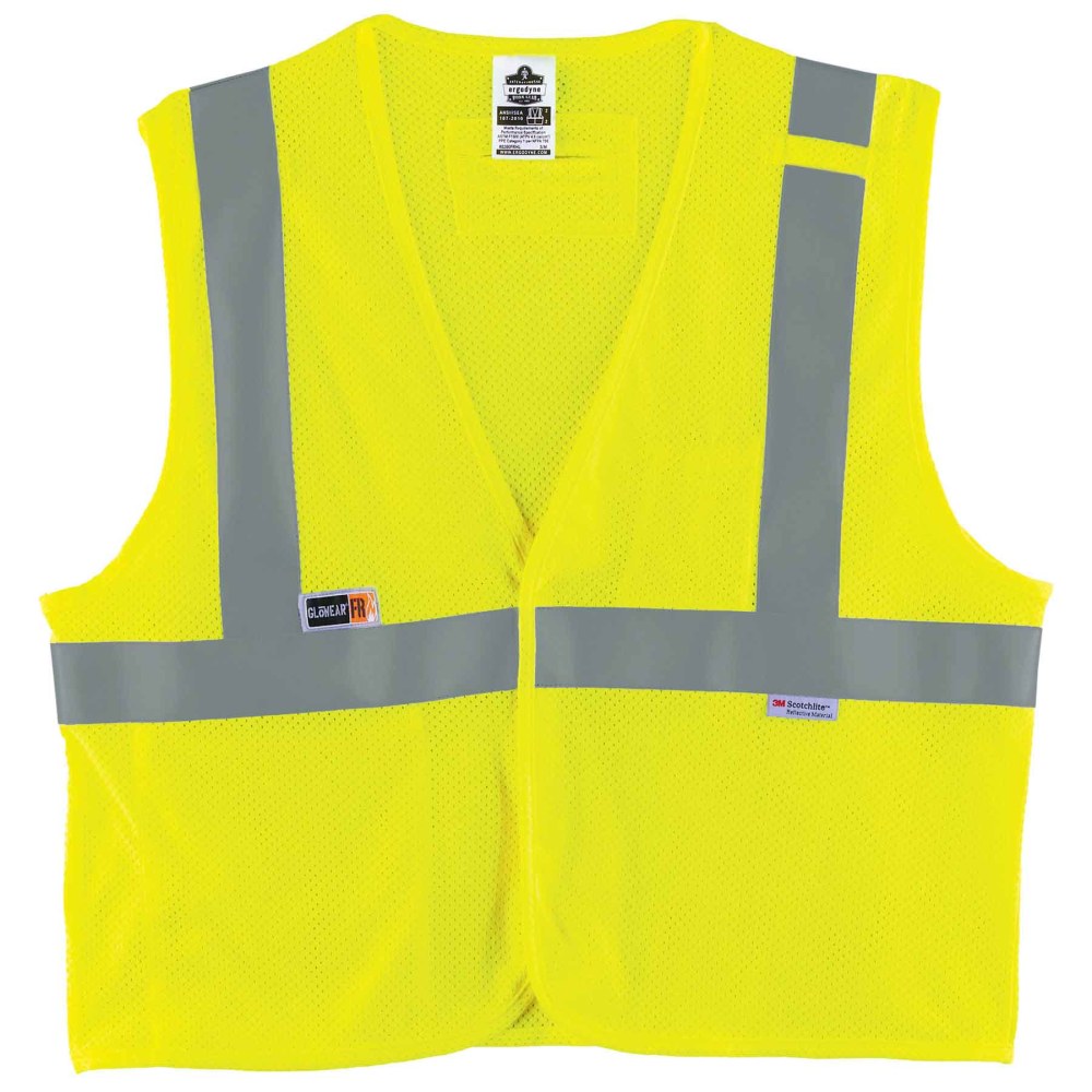 Ergodyne GloWear Flame-Resistant Hi-Vis Safety Vest, Type-R Class 2, Small/Medium, Lime