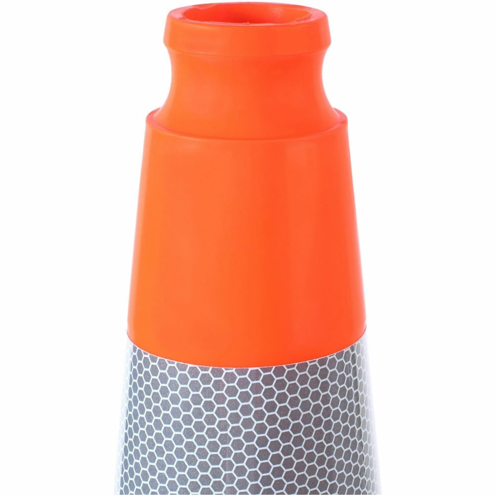 Tatco Slimline Traffic Cones - 1 Each - 10.8in Width x 28in Height x 10.8in Depth - Cone Shape - Reflective, Flexible, Long Lasting - Polyvinyl Chloride (PVC) - Orange, Silver