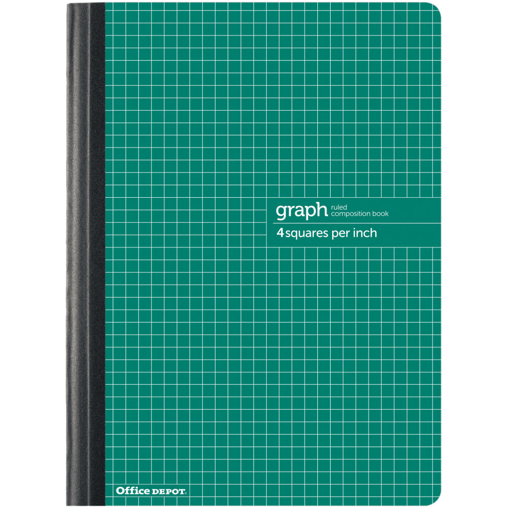 Office Depot Brand Composition Book, 7-1/4in x 9-3/4in, Quadrille Ruled, 80 Sheets, Green