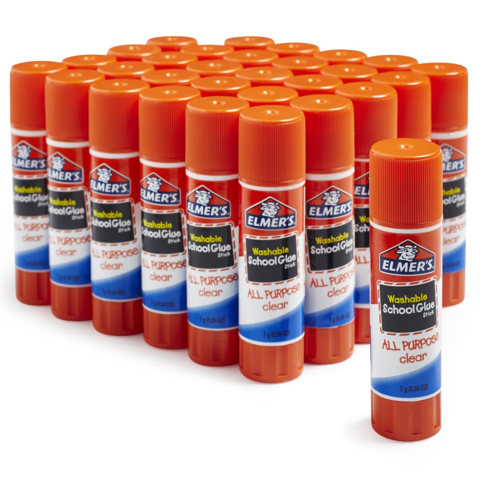 Elmers Glue Stick Classroom Pack, All-Purpose Clear, Box Of 30