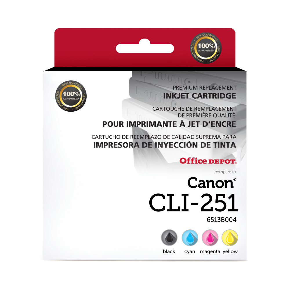 Office Depot Brand Remanufactured Black, Cyan, Magenta, Yellow Inkjet Cartridge Replacement For Canon CLI-251, ODCLI251BCMY, Pack Of 4