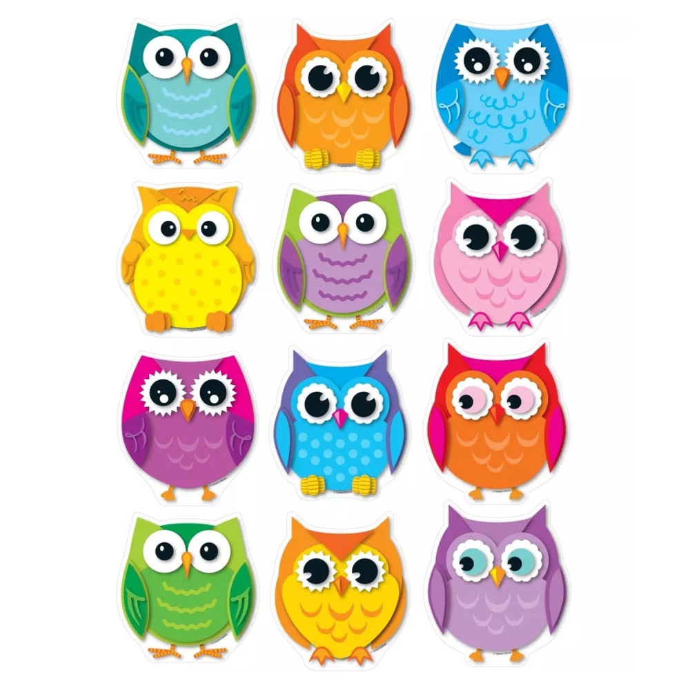 Carson Dellosa Education Cut-Outs, Colorful Owls, 36 Cut-Outs Per Pack, Set Of 3 Packs