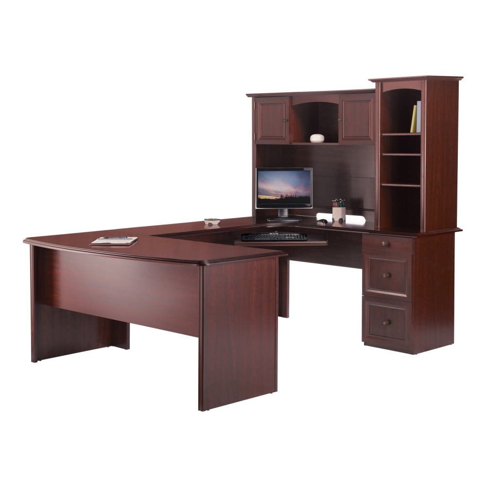 Realspace Broadstreet 65inW Hutch For U-Shaped Desk, Cherry