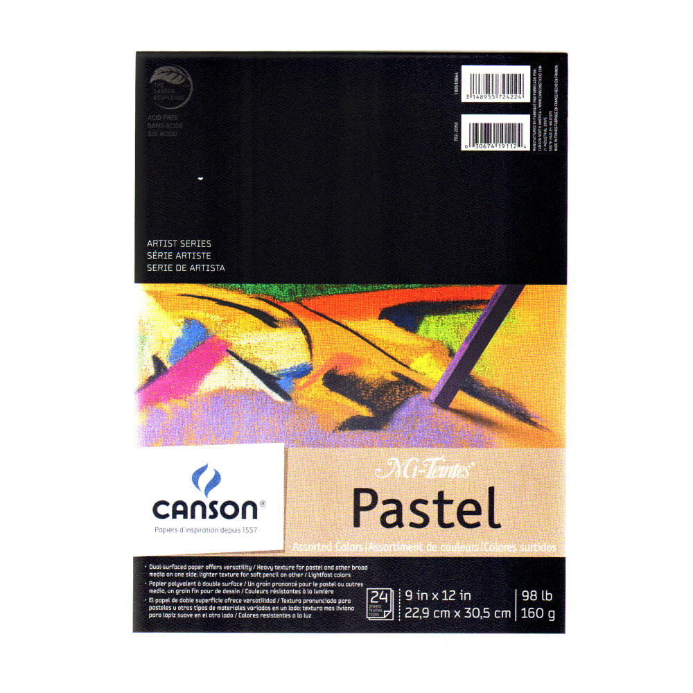 Canson Mi-Teintes Pastel Pad, 9in x 12in, Assorted, 24 Sheets Per Pad