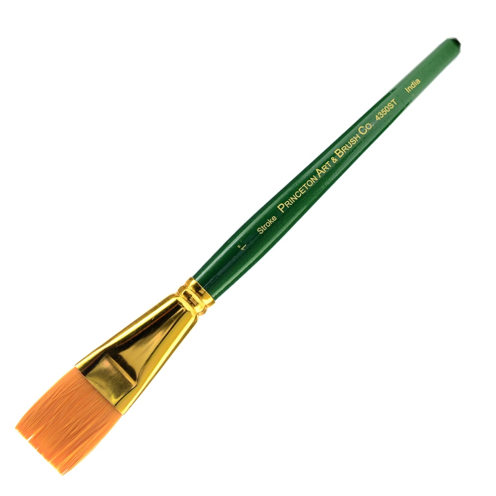 Princeton Series 4350 Ashley Paint Brush, 1in, Stroke Bristle, Synthetic, Green