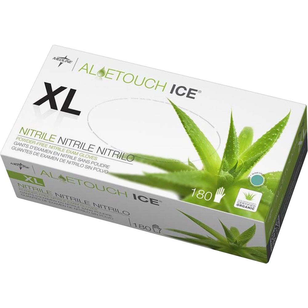 Medline AloeTouch Ice Nitrile Gloves, X-Large, Clear, Box Of 180