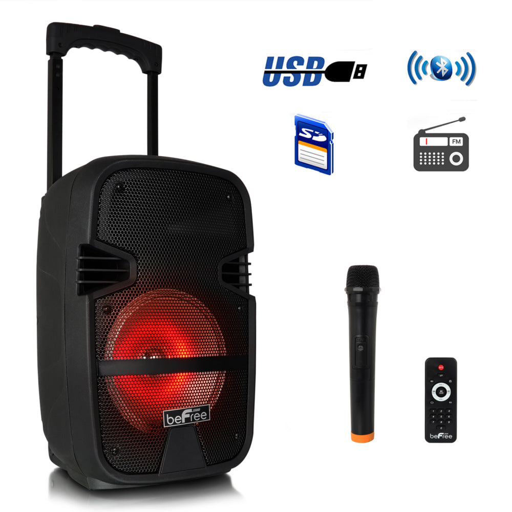 BeFree Sound Bluetooth Portable Party PA Speaker System With Illuminating Lights, 99597279M