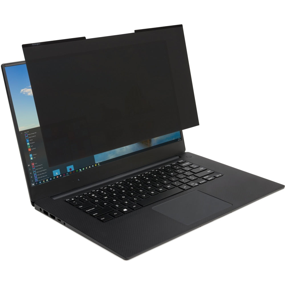 Kensington MagPro 15.6in (16:9) Laptop Privacy Screen with Magnetic Strip - For 15.6in Widescreen LCD Notebook - 16:9 - Fingerprint Resistant, Scratch Resistant, Damage Resistant - Polyethylene Terephthalate (PET) - Anti-glare - 1 - TAA Compliant