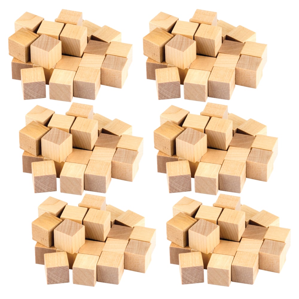 Teacher Created Resources STEM Basics Wooden Cubes, Beige, 25 Cubes Per Pack, Set Of 6 Packs