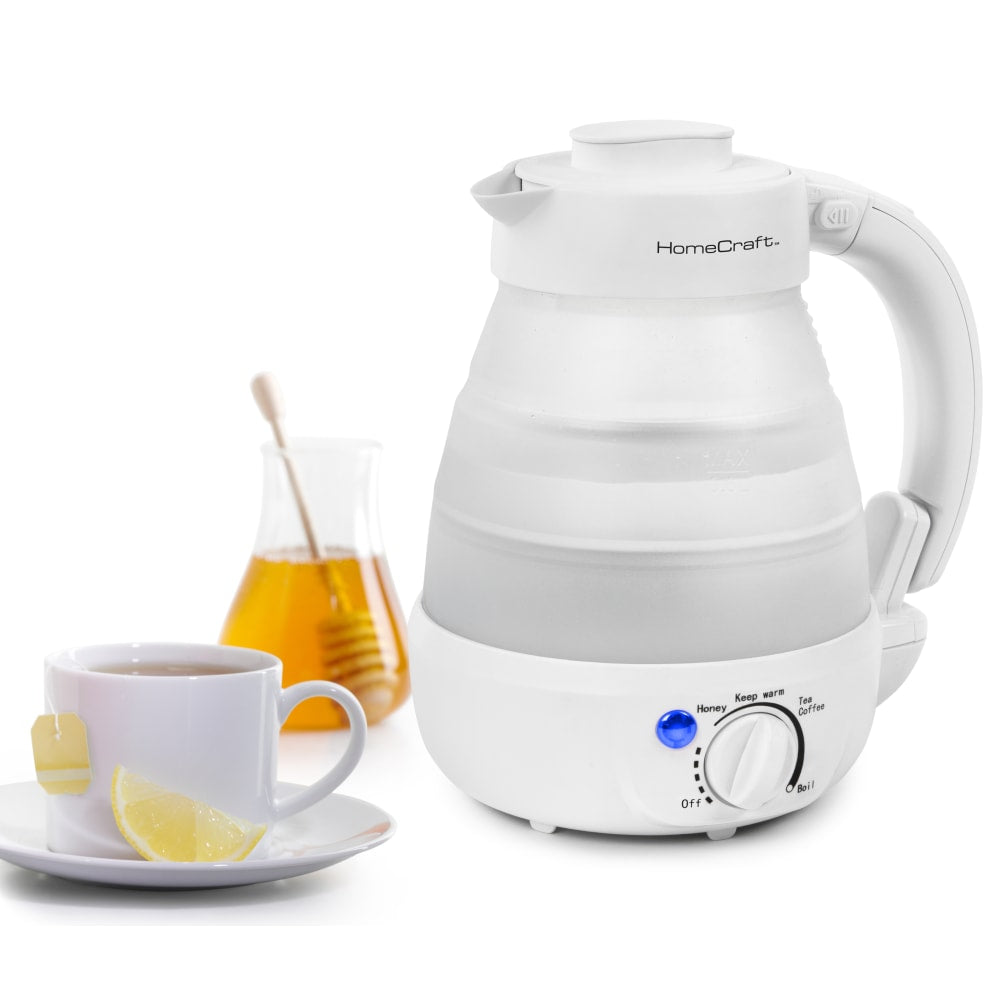 HomeCraft HCCWK6WH 0.6-Liter Collapsible Electric Water Kettle, White