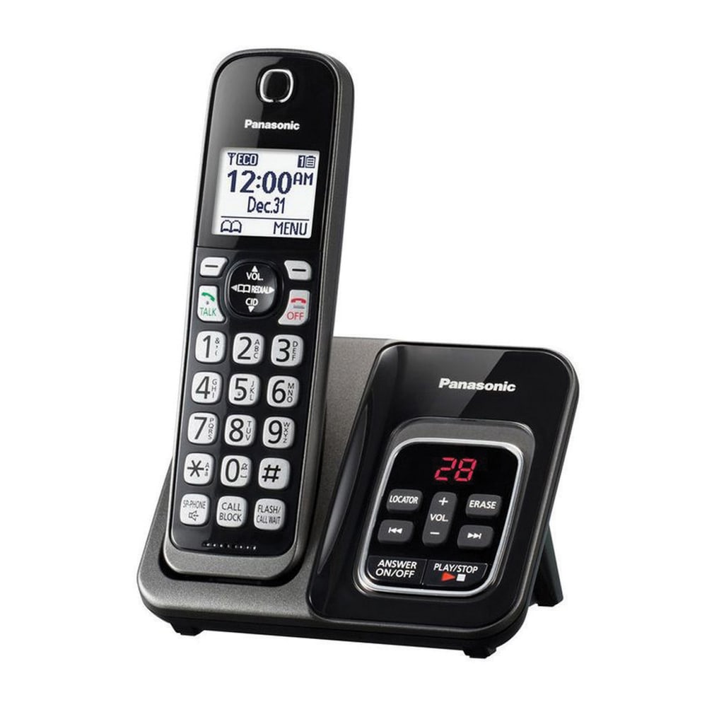 Panasonic DECT 6.0 Cordless Telephone With Answering Machine, 1 Handset, KX-TGD530M