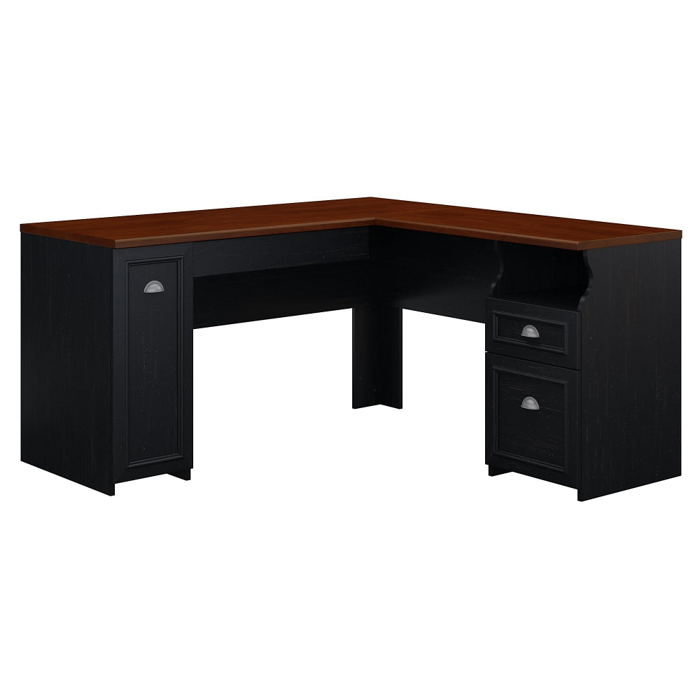 Bush Business Furniture Fairview 60inW L-Shaped Corner Desk, Antique Black/Hansen Cherry, Standard Delivery