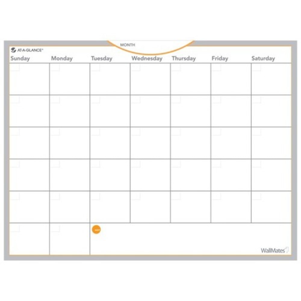 AT-A-GLANCE WallMates Dry-Erase Calendar Surface, 18in x 24in, Monthly Undated