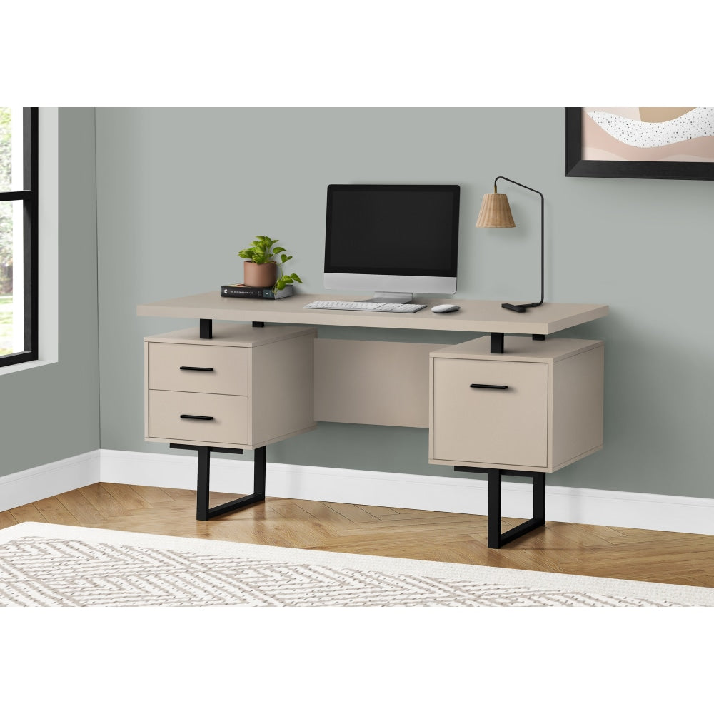 Monarch Specialties Violet 60inW Computer Desk, Taupe