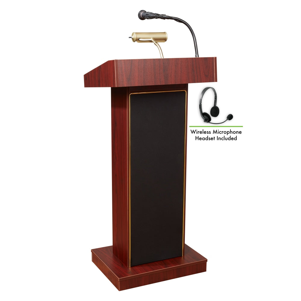 Oklahoma Sound? The Orator Lectern & Wireless Headset Microphone, Mahogany