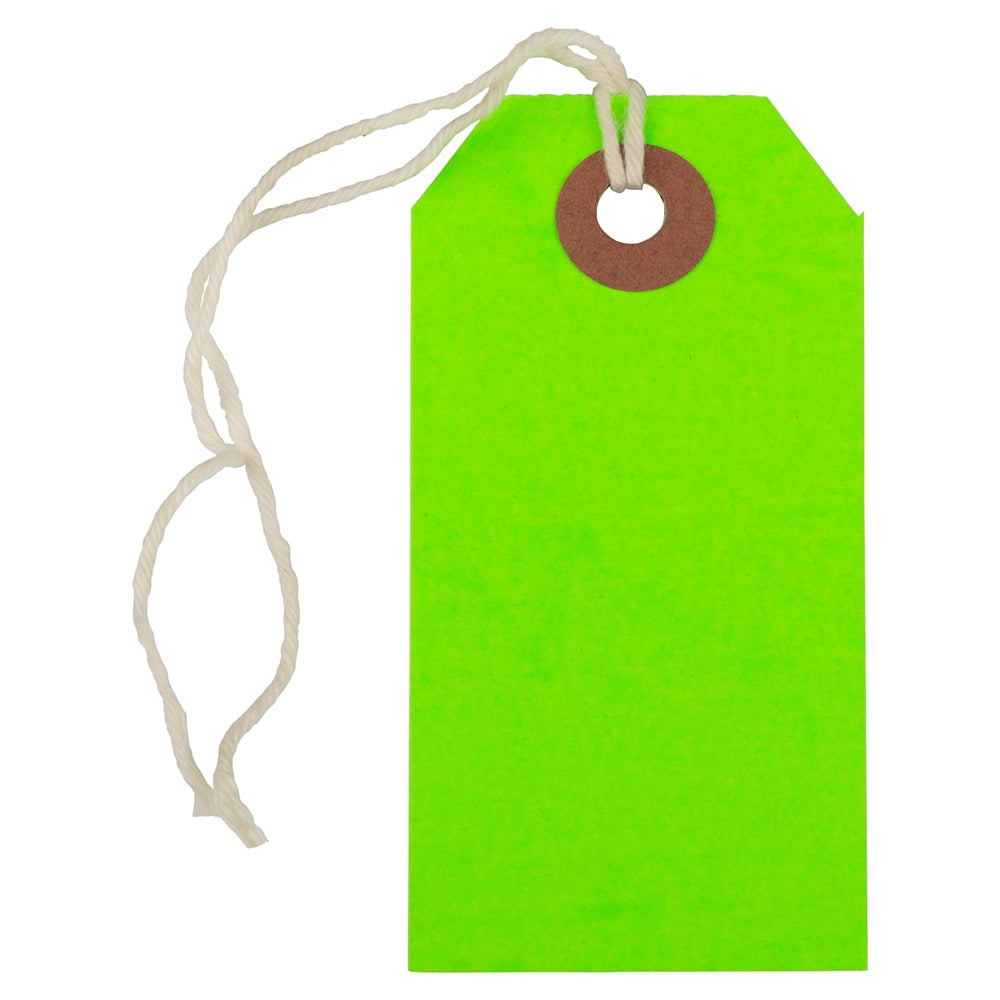 JAM Paper Small Gift Tags, 3-1/4in x 1-9/16in, Neon Green, Pack Of 10 Tags