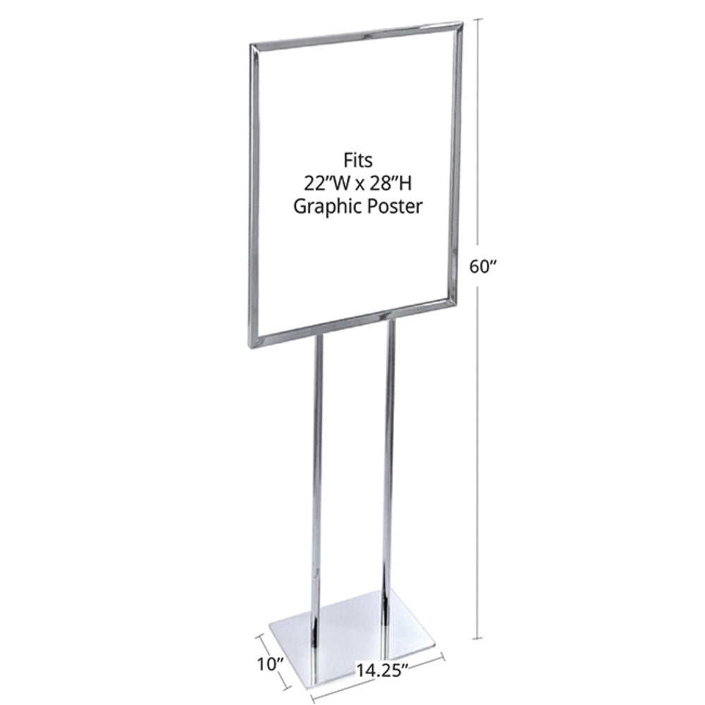 Azar Displays Single-Panel Narrow Floor Easel, Steel, Silver