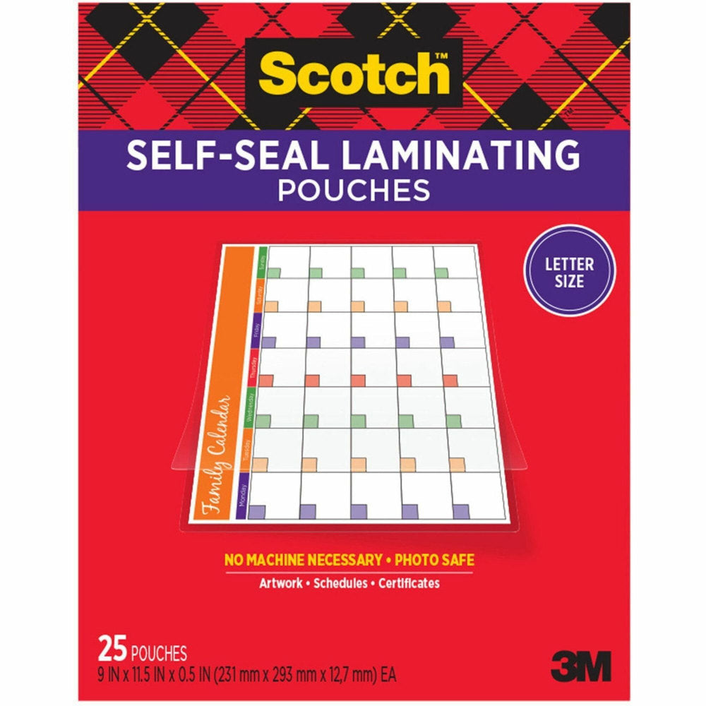 Scotch Self-Seal Laminating Pouches, 25 Laminating Sheets, Laminate Business Cards, Banners and Essays, Ideal Office or Back to School Supplies, Fits Letter Size (9 in. x 11.5 in.) Paper