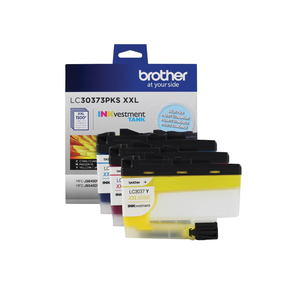 Brother LC3037 Cyan; Magenta; Yellow Super-High-Yield Ink Cartridges, Pack Of 3, LC30373PKS