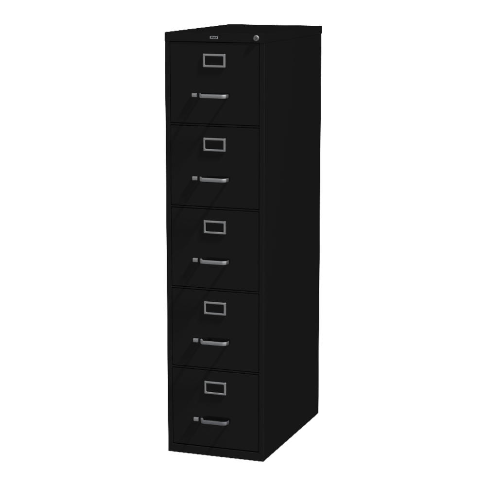 Lorell Fortress 26-1/2inD Vertical 5-Drawer Letter-Size File Cabinet, Black