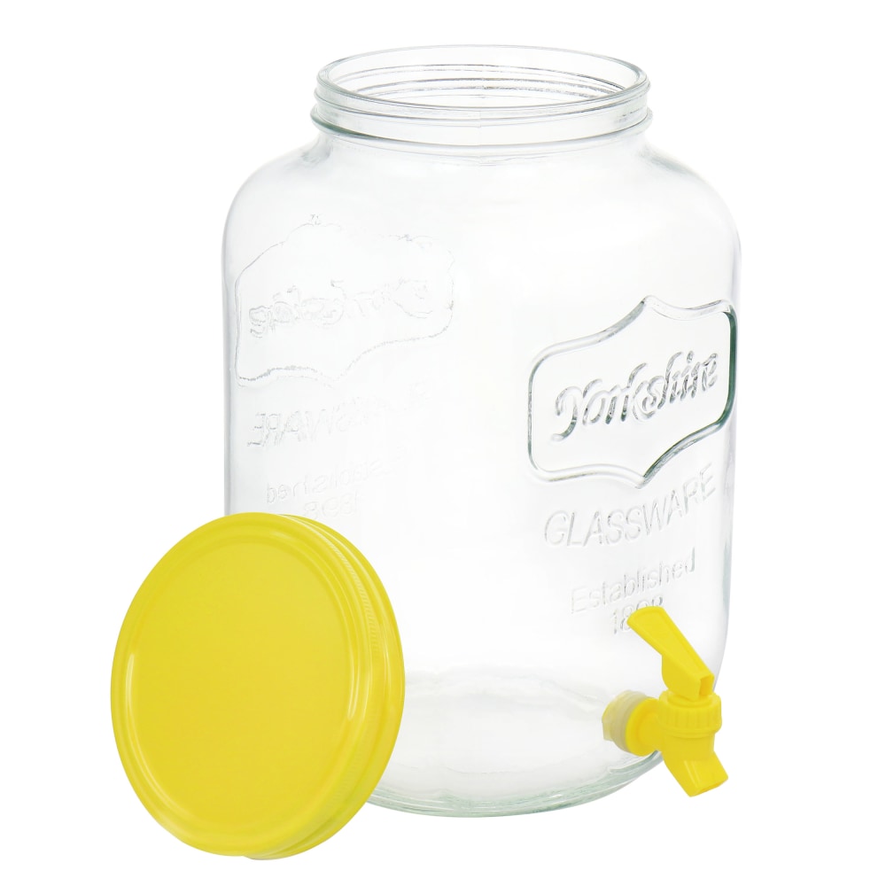 Gibson Home Chiara 2-Gallon Mason Cold Drink Dispenser, Yellow