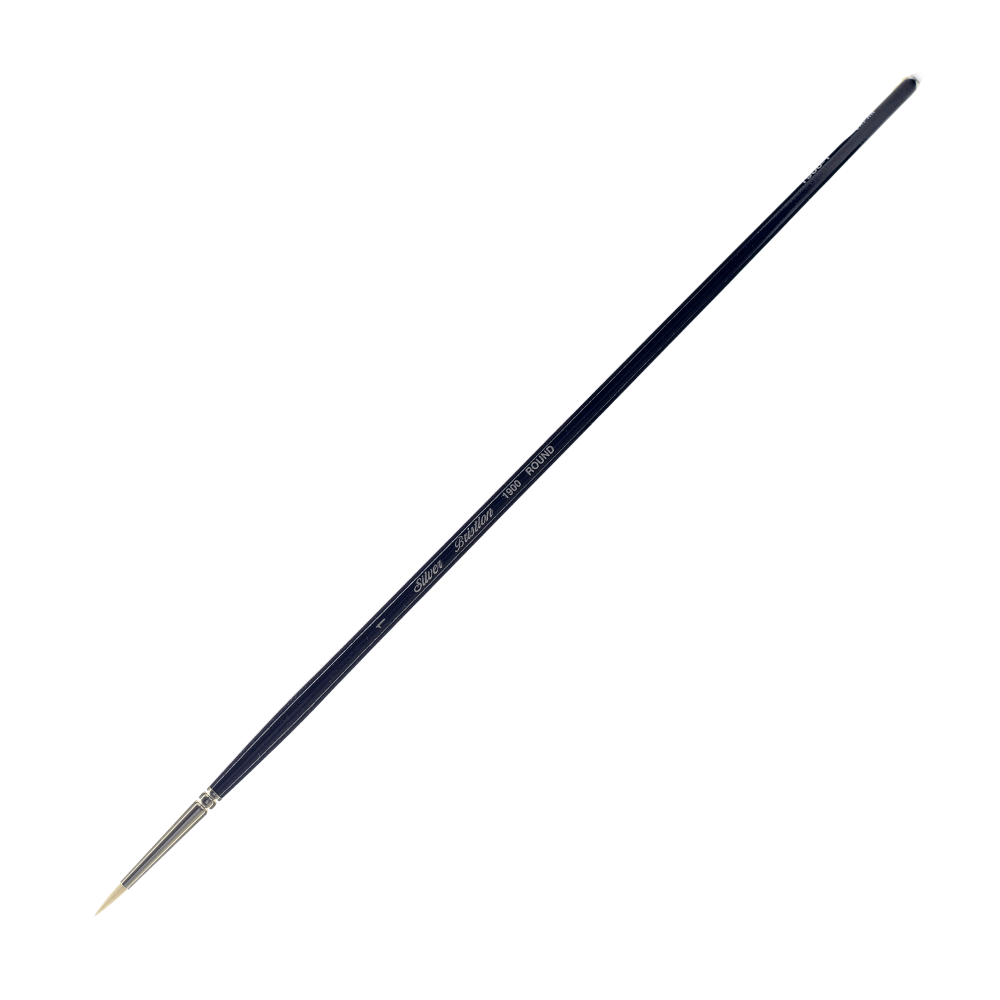 Silver Brush Bristlon Series Paint Brush, Size 1, Round Bristle, Synthetic, Deep Blue/Silver