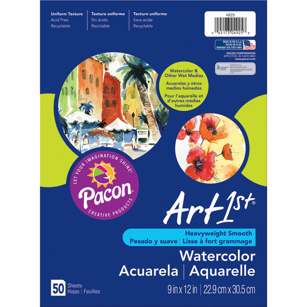 Art1st Watercolor Paper, 9in x 11in, Pack Of 50 Sheets