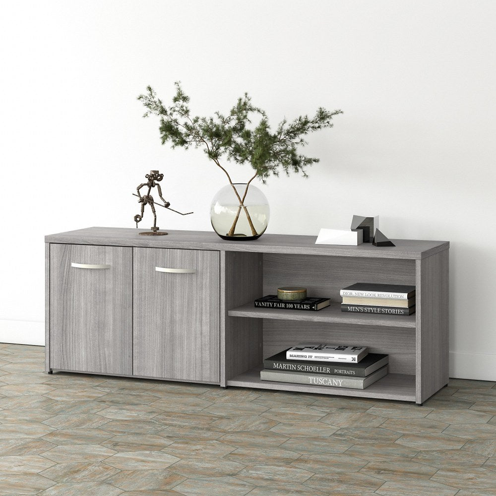 Bush Business Furniture Studio A Low Storage Cabinet With Doors And Shelves, Platinum Gray, Standard Delivery