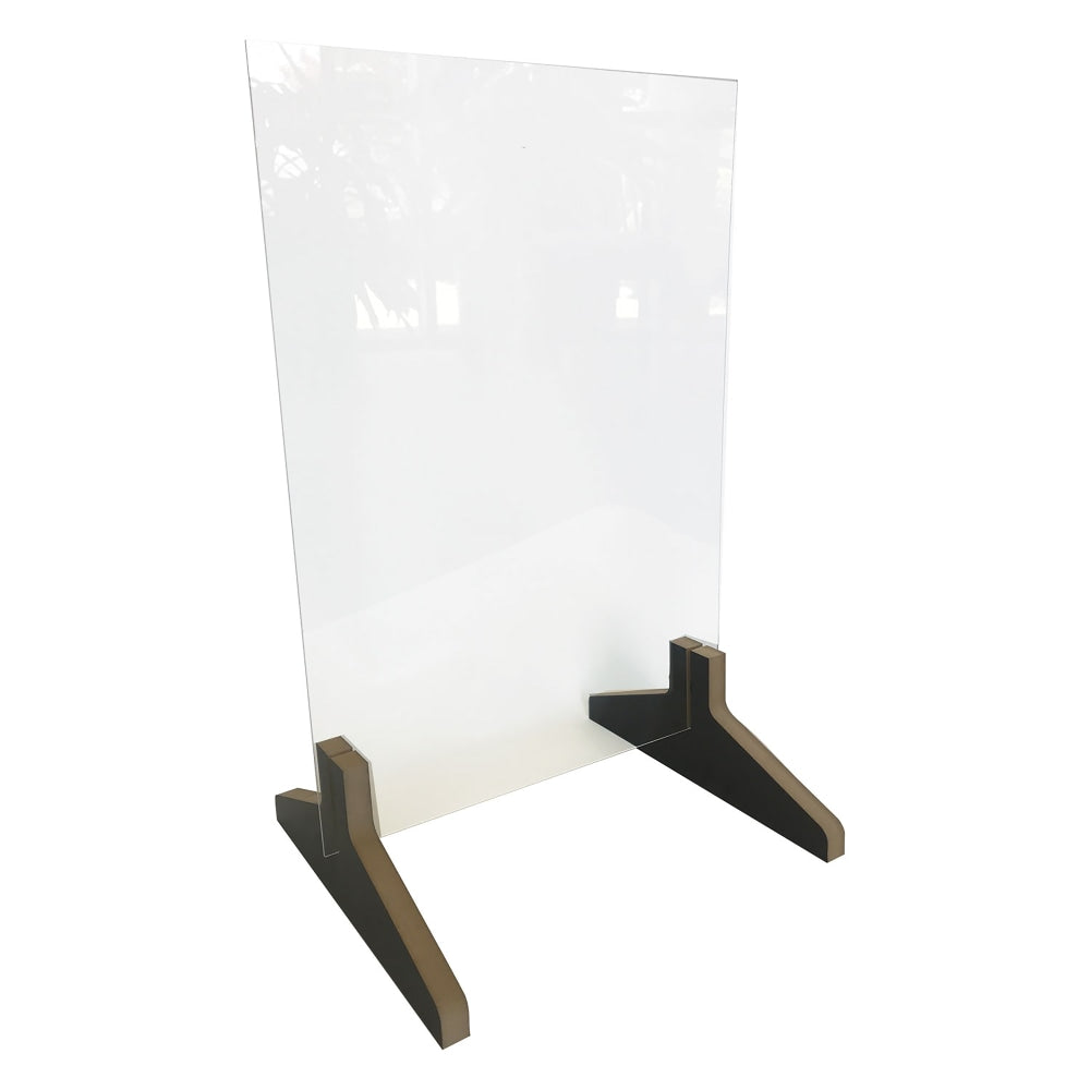 Waddell Counter-Top Protective Plastic Partition With 3-Piece Wood Base, 23inH x 15inW x 12inD