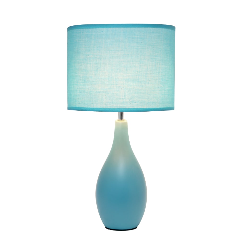 Simple Designs Bowling Pin Base Table Lamp, 19inH, Blue Shade/Blue Base