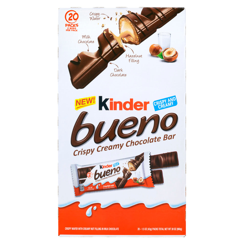 Kinder Bueno Crispy Creamy Chocolate Bars, Box Of 20 Bars