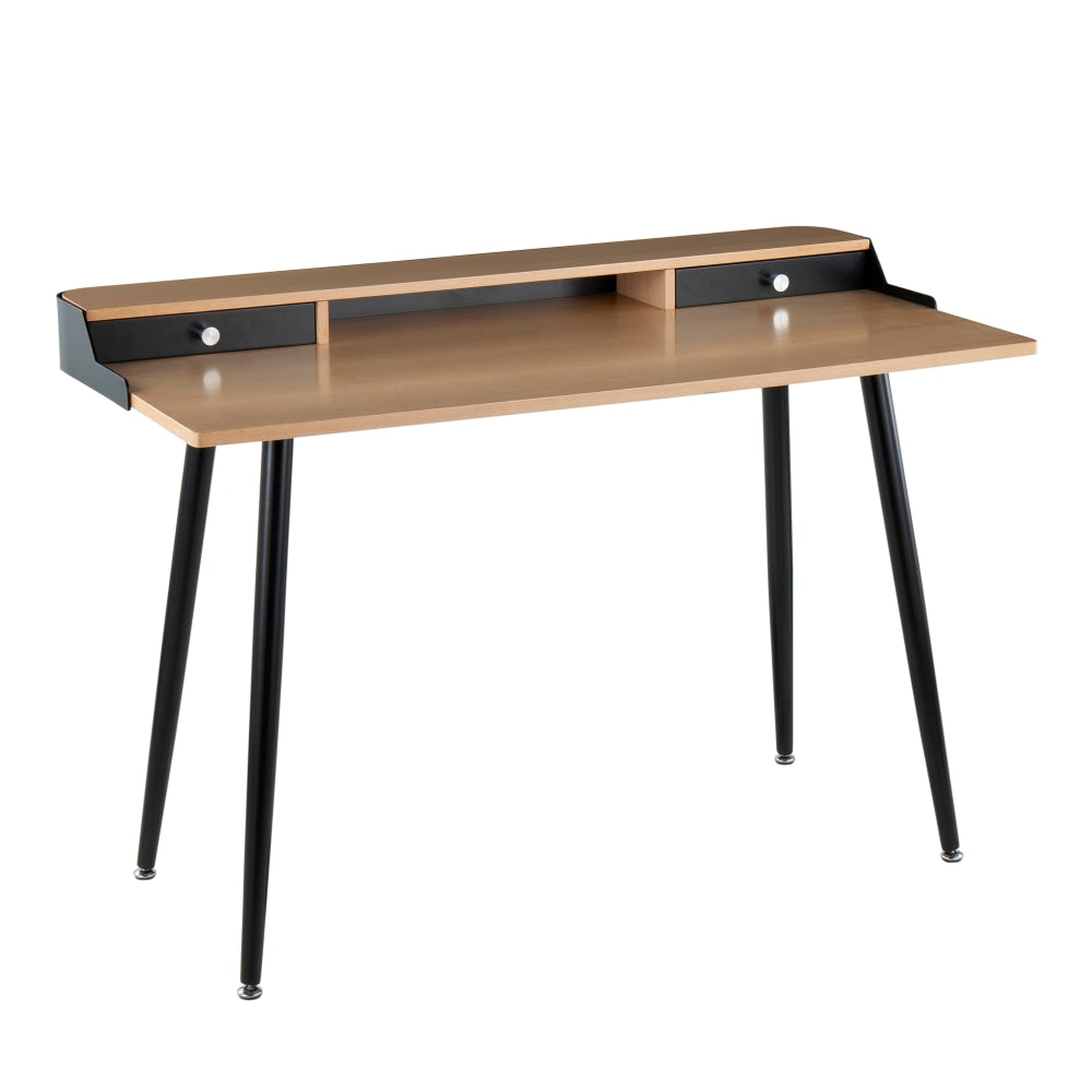 LumiSource Harvey 48inW Painted Computer Desk, Black/Natural