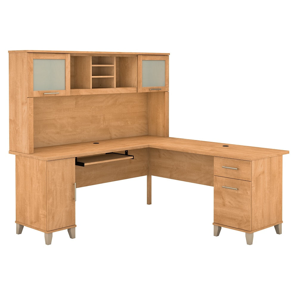 Bush Furniture Somerset L Shaped Desk With Hutch, 72inW, Maple Cross, Standard Delivery