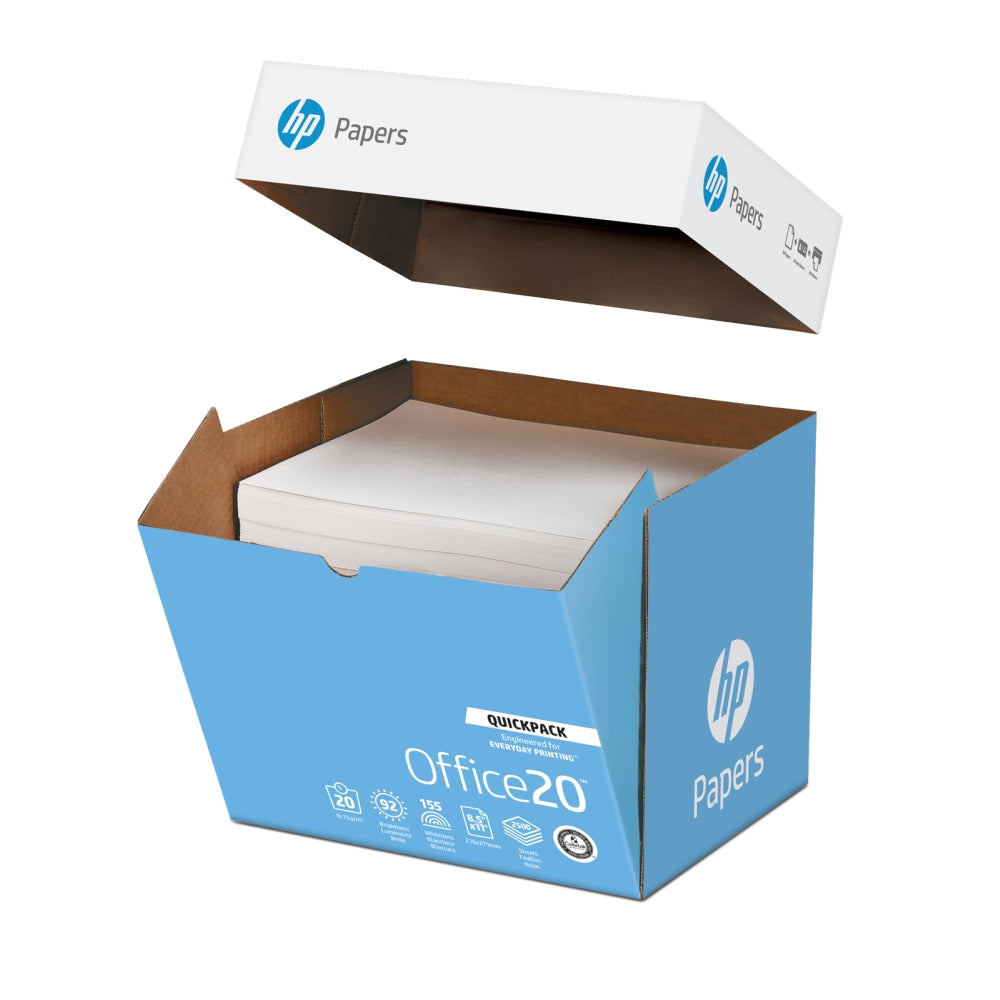 HP Office Quickpack Multi-Use Printer & Copy Paper, White, Letter (8.5in x 11in), 2500 Sheets Per Case, 20 Lb, 92 Brightness, Case Of 5 Reams