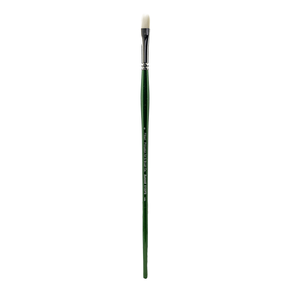 Princeton 6100 Synthetic Bristle Oil And Acrylic Paint Brush, Size 6, Filbert Bristle, Syntheitc, Green