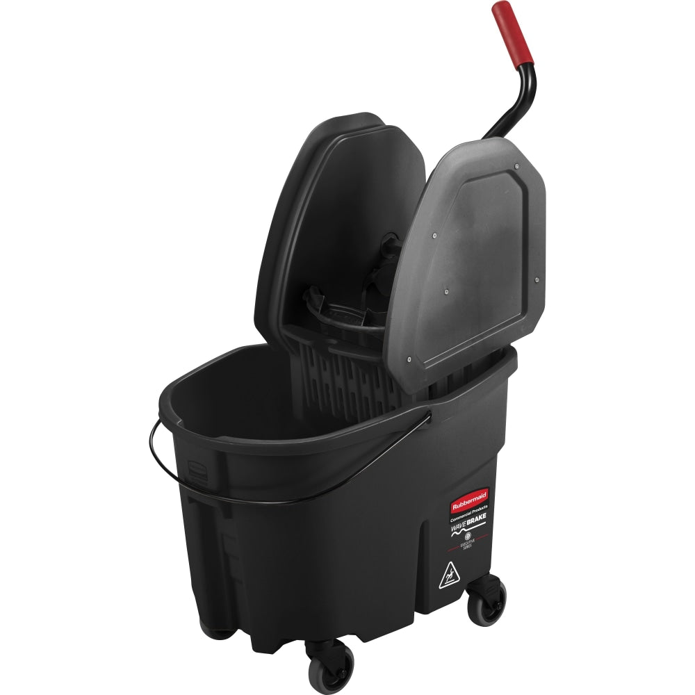 Rubbermaid WaveBrake Down Press Mop Bucket, 27-7/16in x 16-1/16in, Black