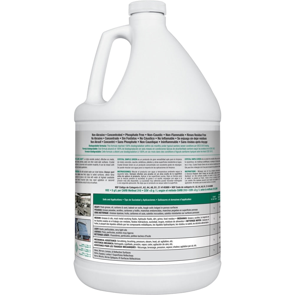 Simple Green Crystal Industrial Cleaner/Degreaser - For Multipurpose - Concentrate - 128 fl oz (4 quart)Bottle - 1 Each - Non-toxic, Non-flammable, Phosphate-free, Non-abrasive, Non-hazardous, Fragrance-free, Butyl-free - Clear