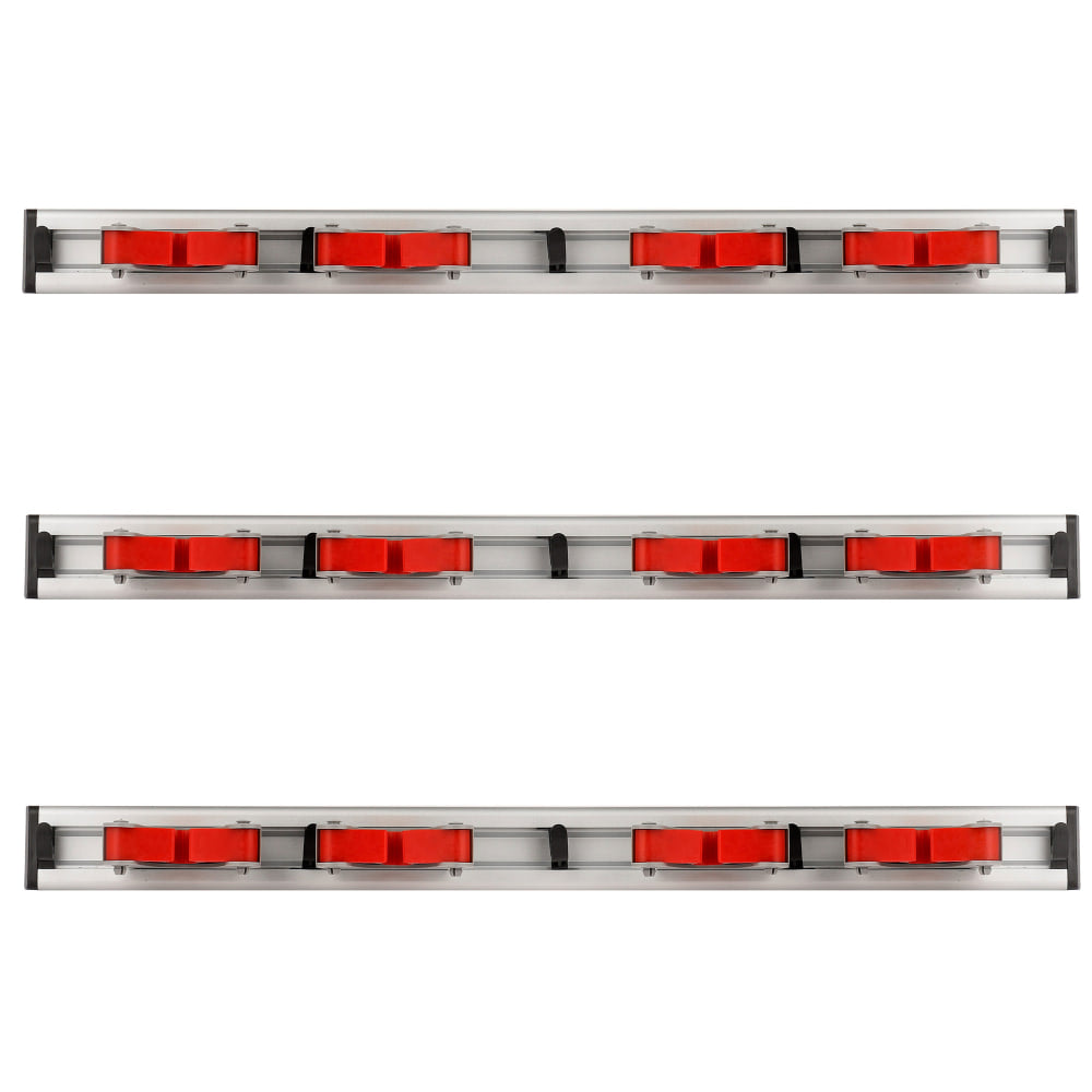 Alpine 5-Hook Mop And Broom Holders, 1-3/4in x 20in 2-7/16in, Red/Gray, Pack Of 3 Racks