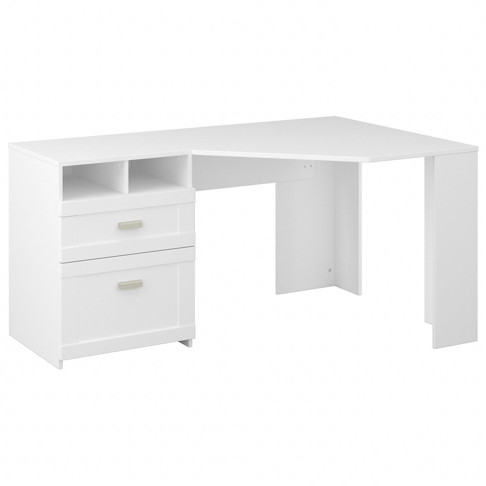 Bush Business Furniture Wheaton 60inW Reversible Corner Desk With Storage, Pure White, Standard Delivery