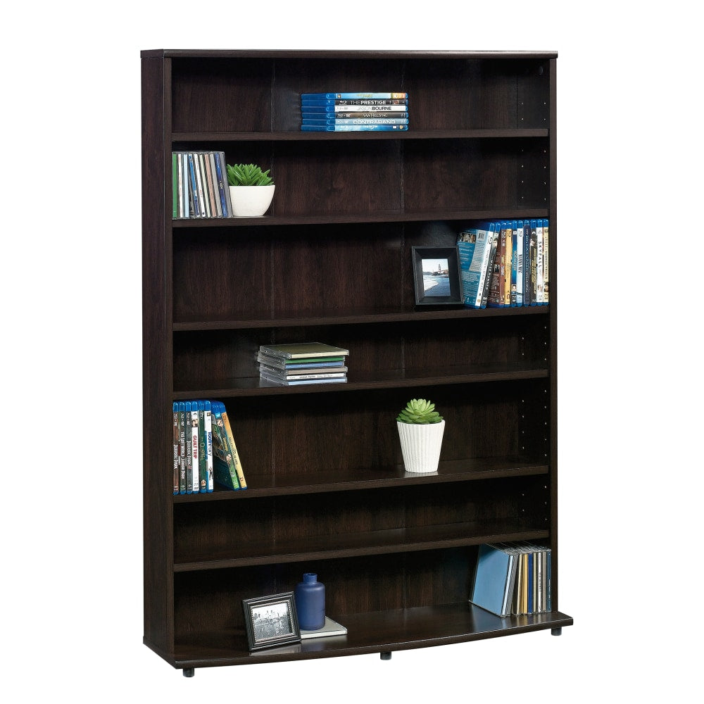 Sauder Select Multimedia 7-Shelf Storage Tower, 45-3/8inH x 32-1/2inW x 9-3/4inD, Cinnamon Cherry