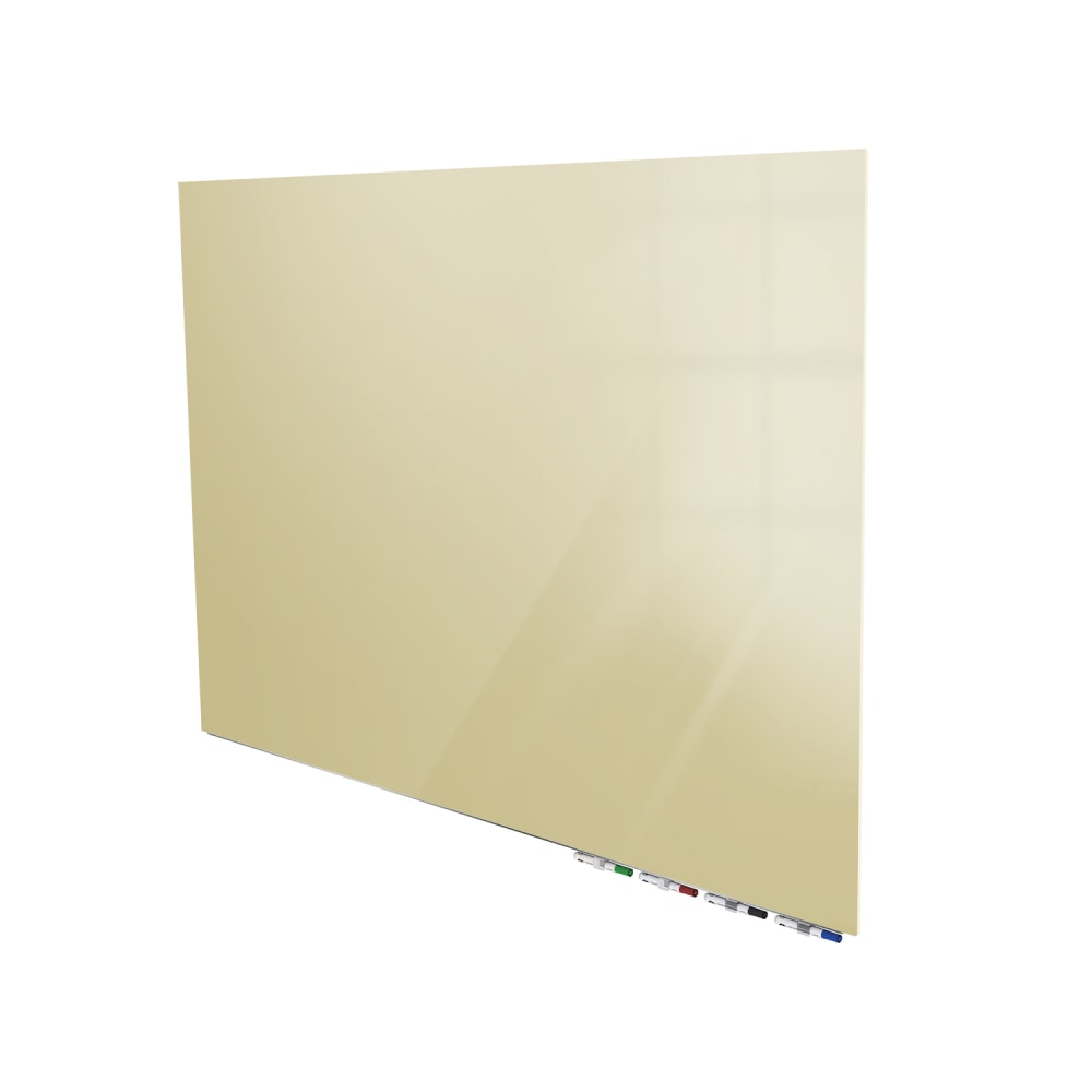 Aria Magnetic Low-Profile 1/4in Glass Unframed Dry-Erase Whiteboard With 4 Rare Earth Magnets, 4 Markers And Eraser, 36in x 48in, Beige