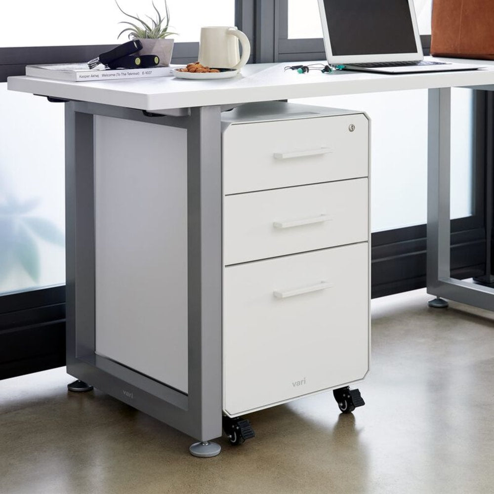 VARIDESK 15-3/4inW x 20-11/16inD Lateral 3-Drawer Mobile File Cabinet, White