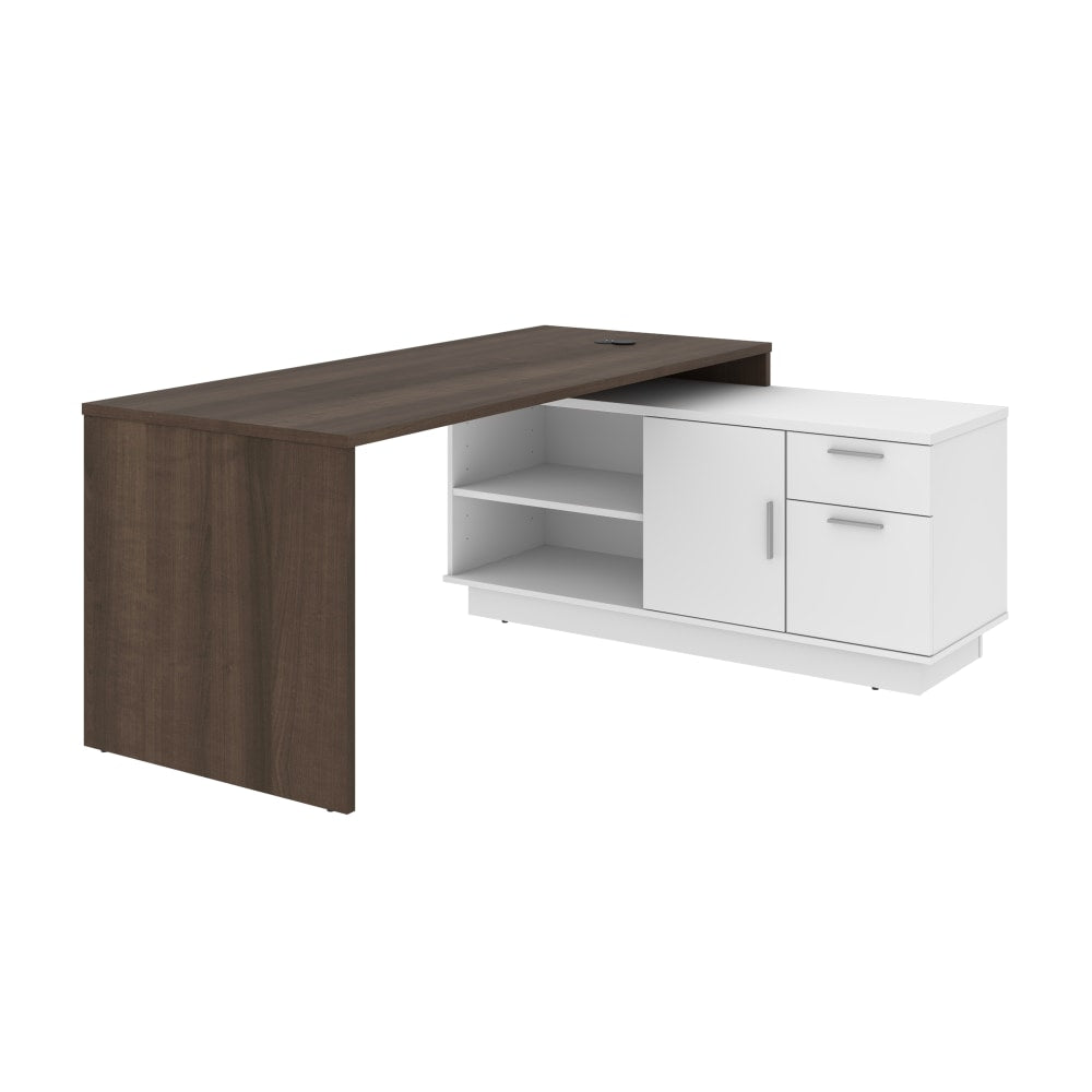 Bestar Equinox 72inW L-Shaped Corner Desk, Antigua/White