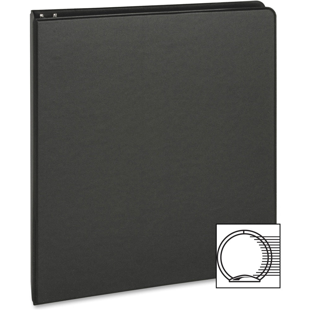 Business Source Basic 3-Ring Binder, 1in Round Rings, Black