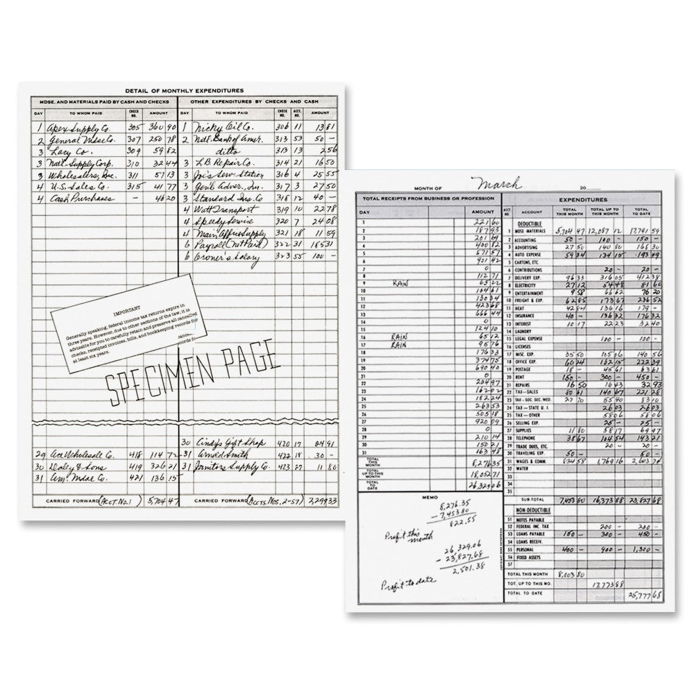 Dome Bookkeeping Record Book - 128 Sheet(s) - Wire Bound - 8.75in x 11.25in Sheet Size - White Sheet(s) - Beige Cover - Recycled - 3 / Bundle