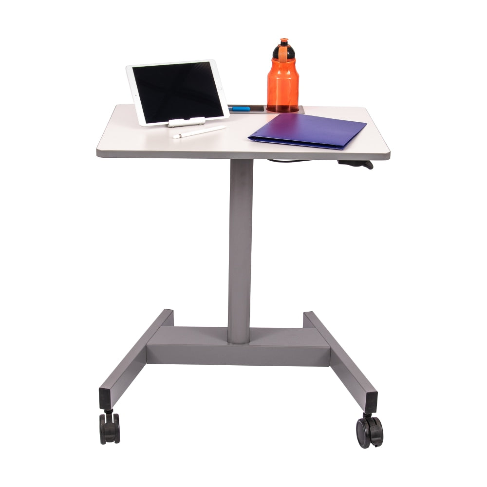 Luxor Pneumatic Adjustable Sit/Stand 28inW Student Desk, White