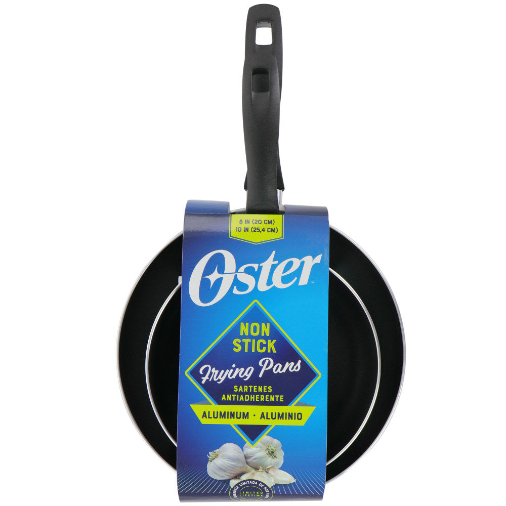 Oster Clairborne 2-Piece Non-Stick Aluminum Frying Pan Set, Charcoal Gray