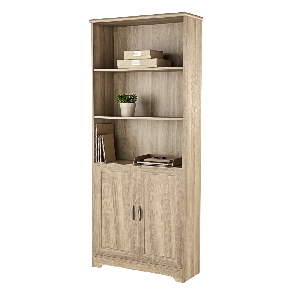 Realspace Magellan 72inH 5-Shelf Bookcase With Doors, Blonde Ash